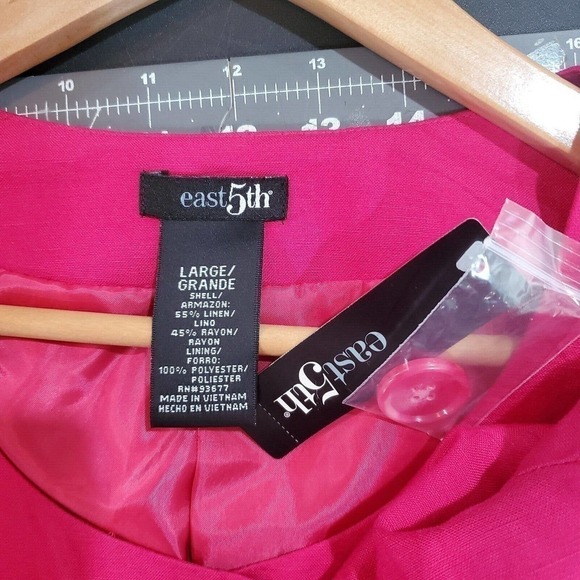 NWT Y2K East 5th Linen Blend Pink Button Up Light Jacket Blazer Size Large - Picture 8 of 9